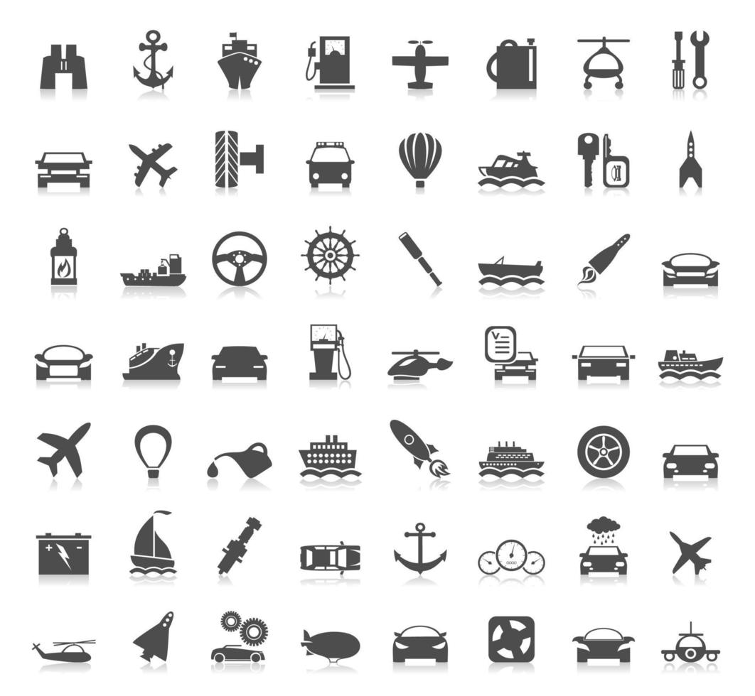 Collection transport of icons. A vector illustration