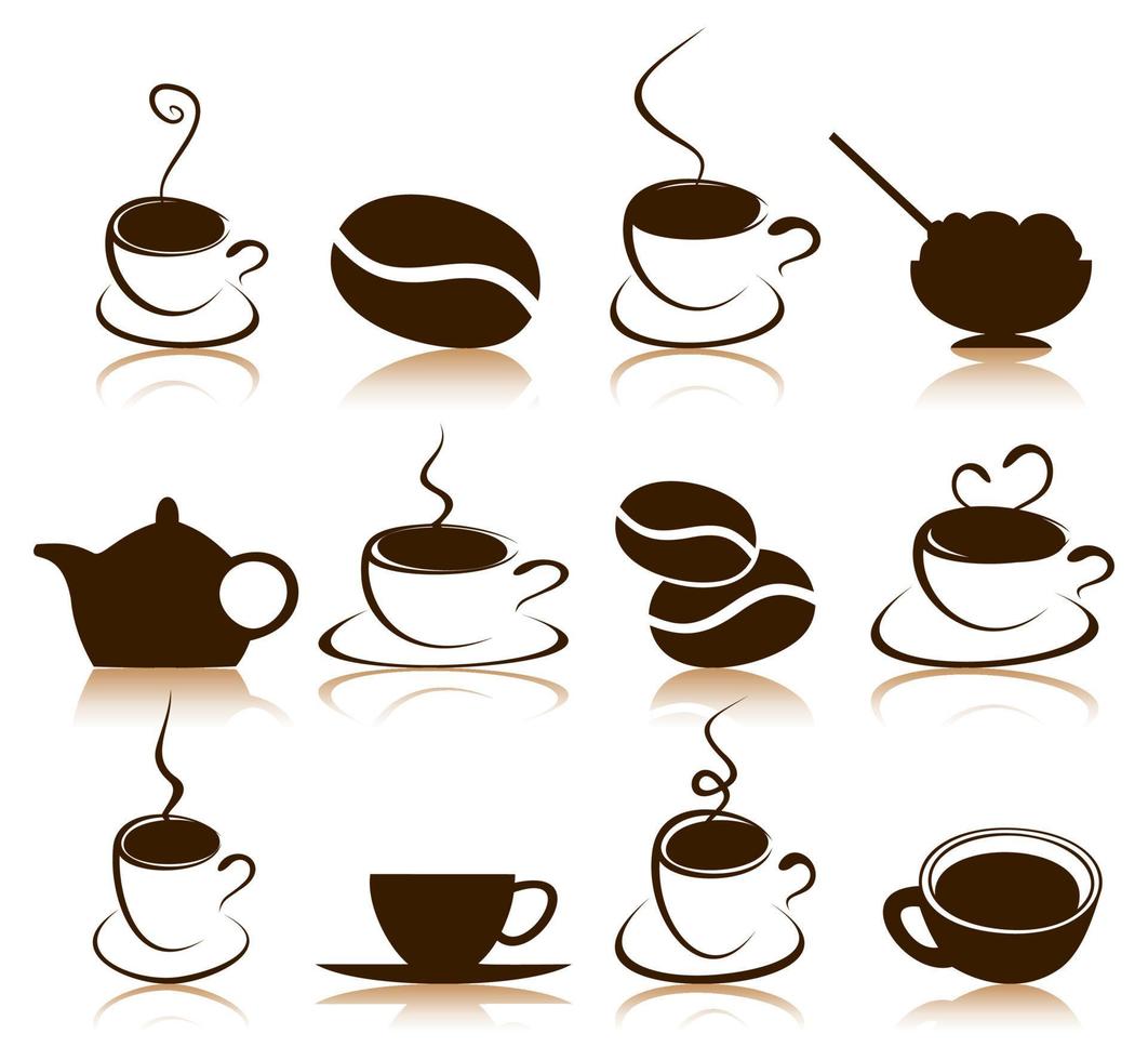 Set of icons on a coffee theme. A vector illustration