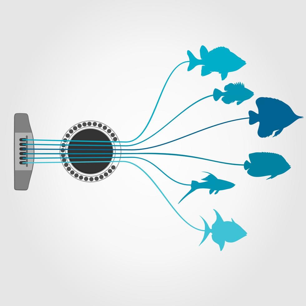 Fishes from guitar strings. A vector illustration