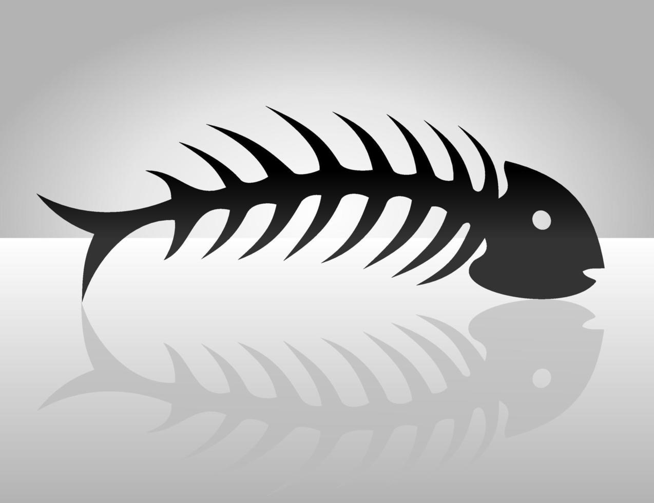 The fish bone of black colour. A vector illustration