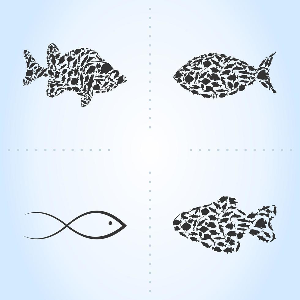 Set of sea fishes. A vector illustration