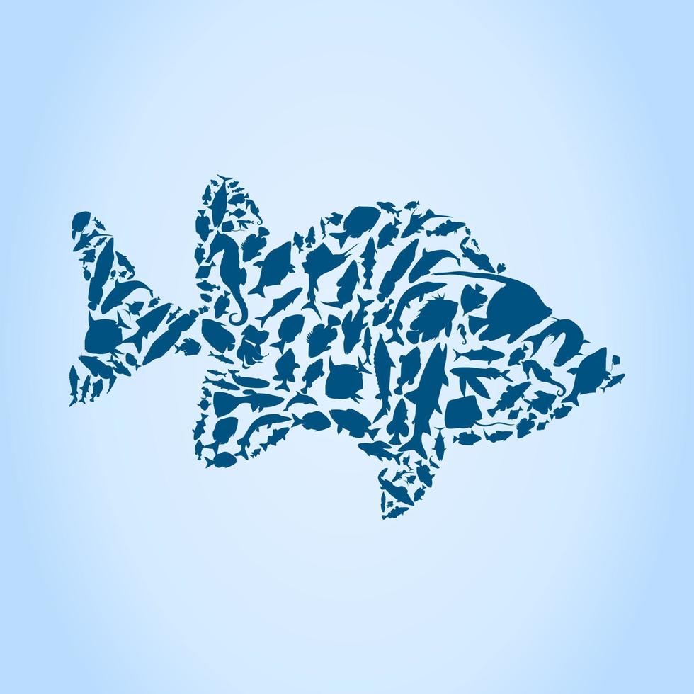 Fish collected from small fishes. A vector illustration