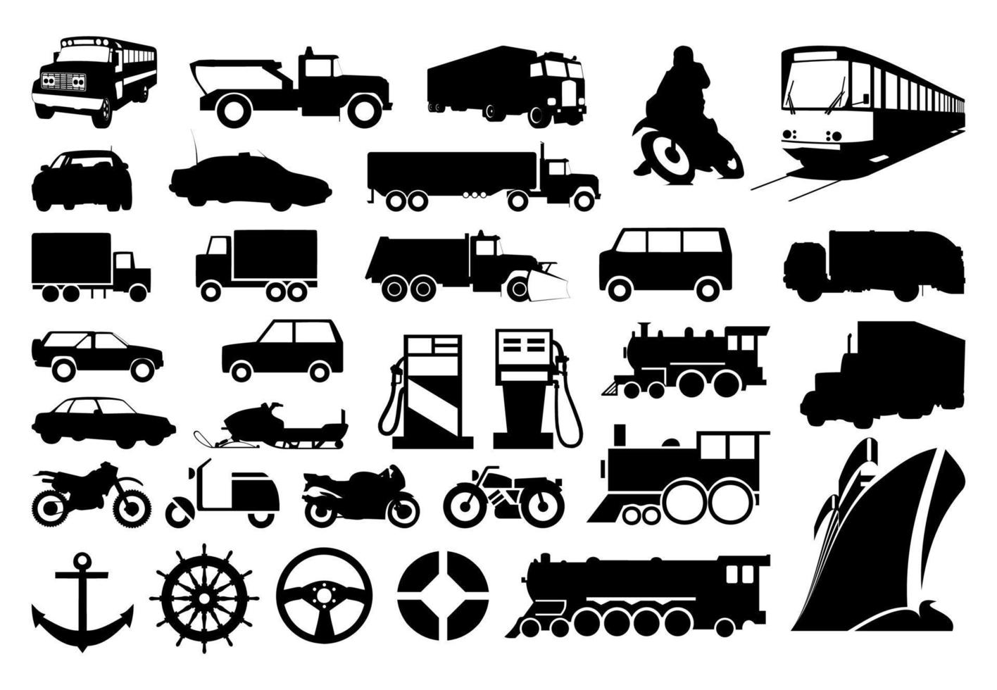 Collection transport of icons. A vector illustration