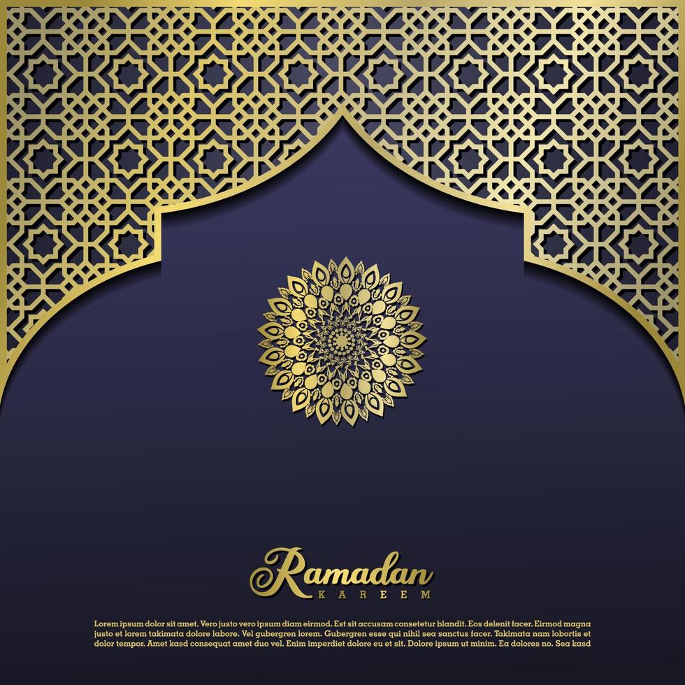 islamic greeting ramadan kareem card design background with modern ornament vector