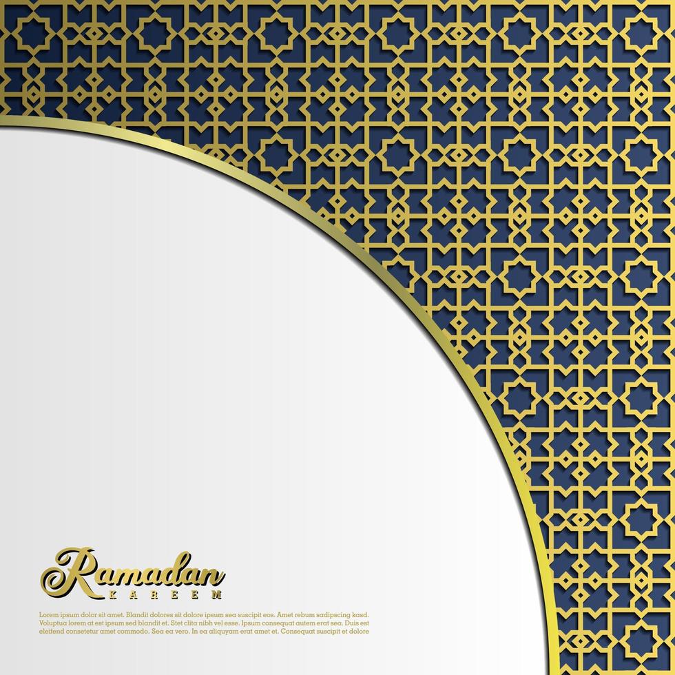 islamic greeting ramadan kareem card design background with modern ornament vector