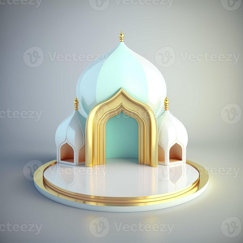 3D Realistic Rendering Ramadan Scene Islamic Podium background for Product Display photo