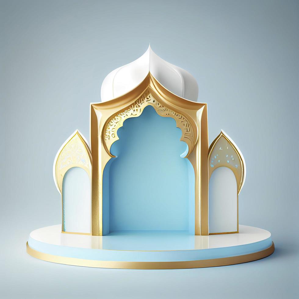 3d render illustration of mosque stage for podium or ramadan product display photo