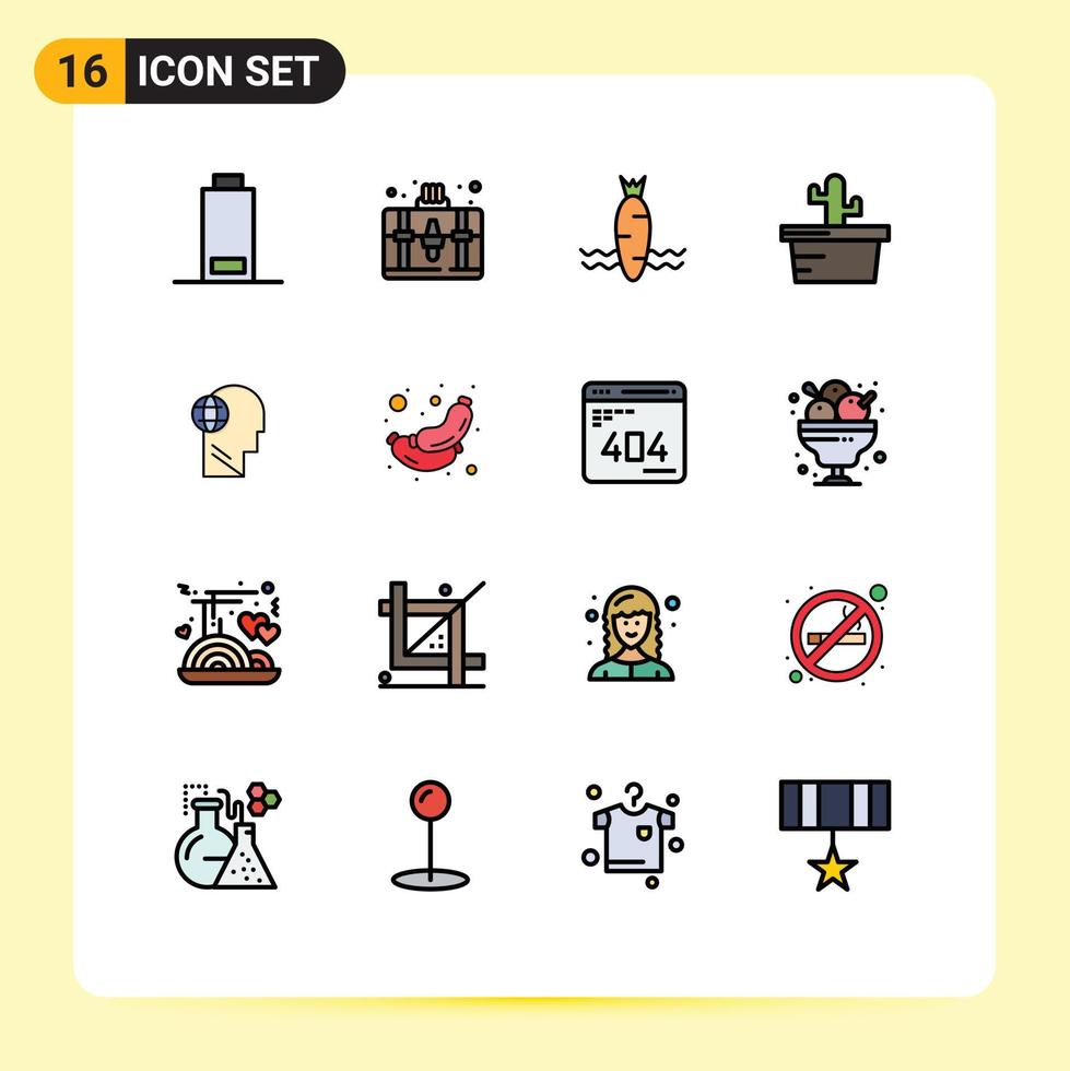 paquete de iconos de vector de stock de 16 signos y símbolos de línea para elementos de diseño de vector creativo editable de naturaleza de negocio de alimentos de globo mental