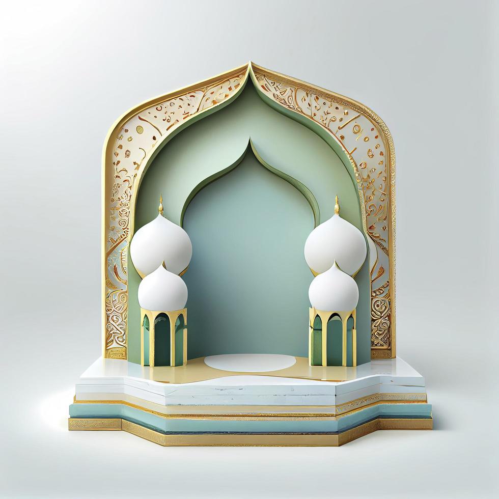 3d render illustration of mosque stage for podium or ramadan product display photo