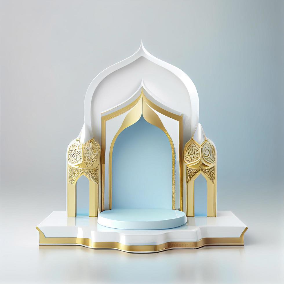 3d render illustration of mosque stage for podium or ramadan product display photo