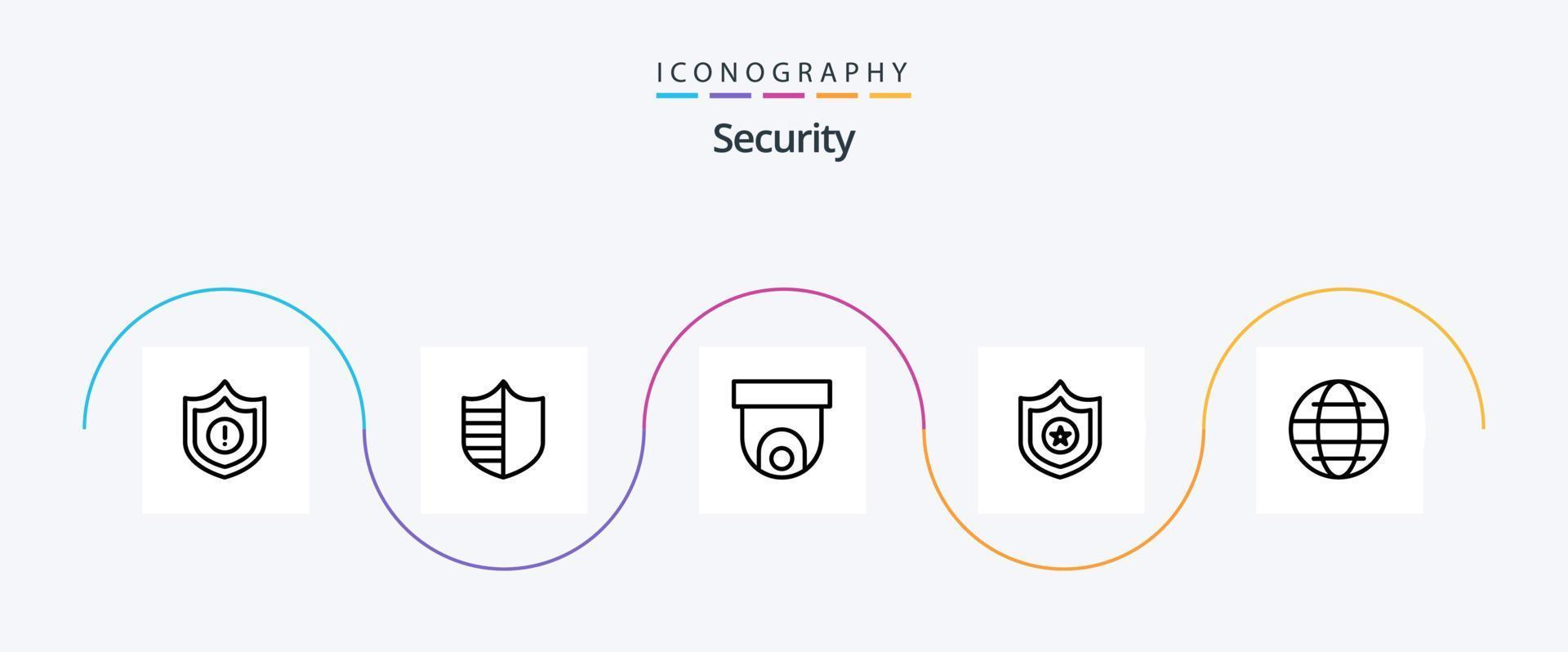 Security Line 5 Icon Pack Including world. internet. cctv. globe. sheriff vector