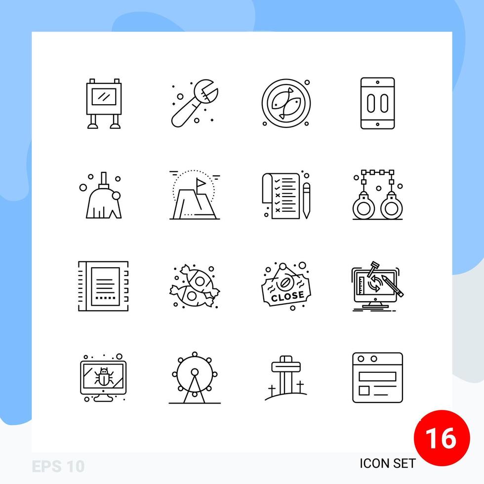 Stock Vector Icon Pack of 16 Line Signs and Symbols for clean pause camping mobile device Editable Vector Design Elements