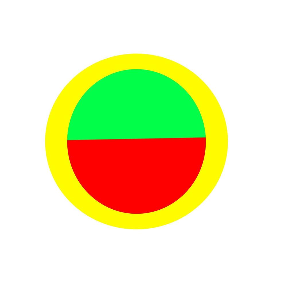 círculo dividido en dos partes iguales de color, sección ciento ochenta grados vector.logotipo de vector vívido