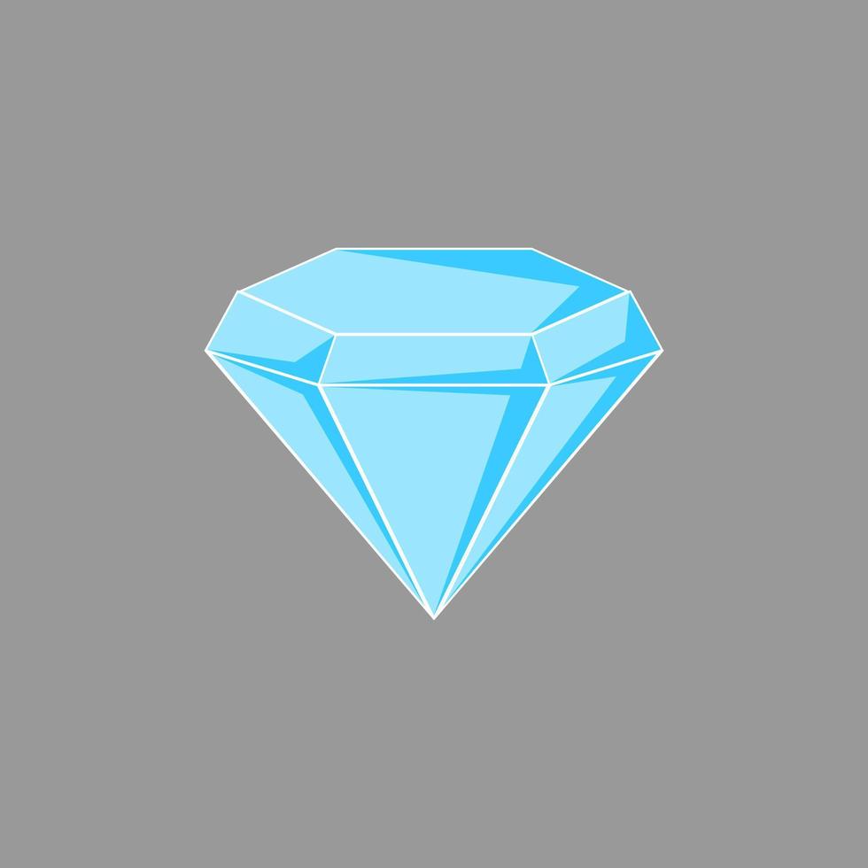 diamante azul con fondo gris vector