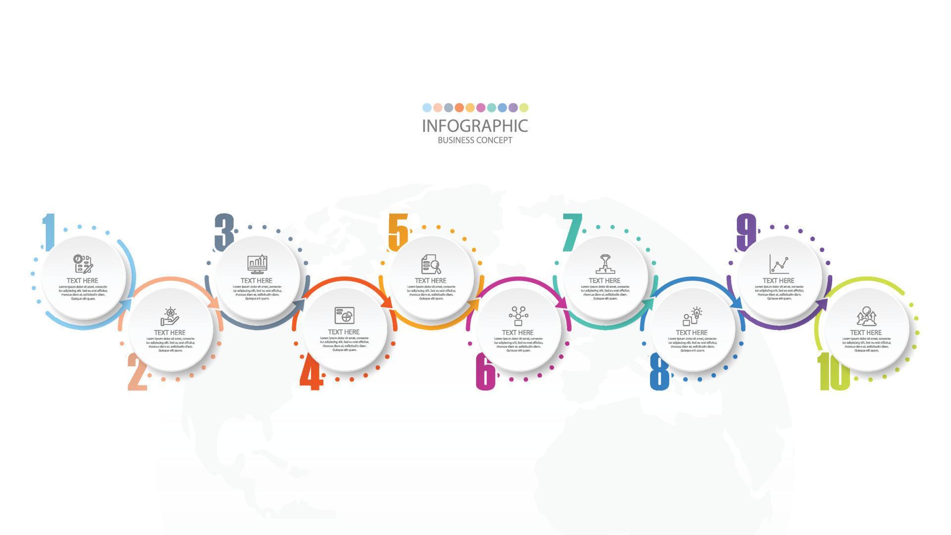 Infographic with 10 steps, process or options. 17185204 Vector Art at ...