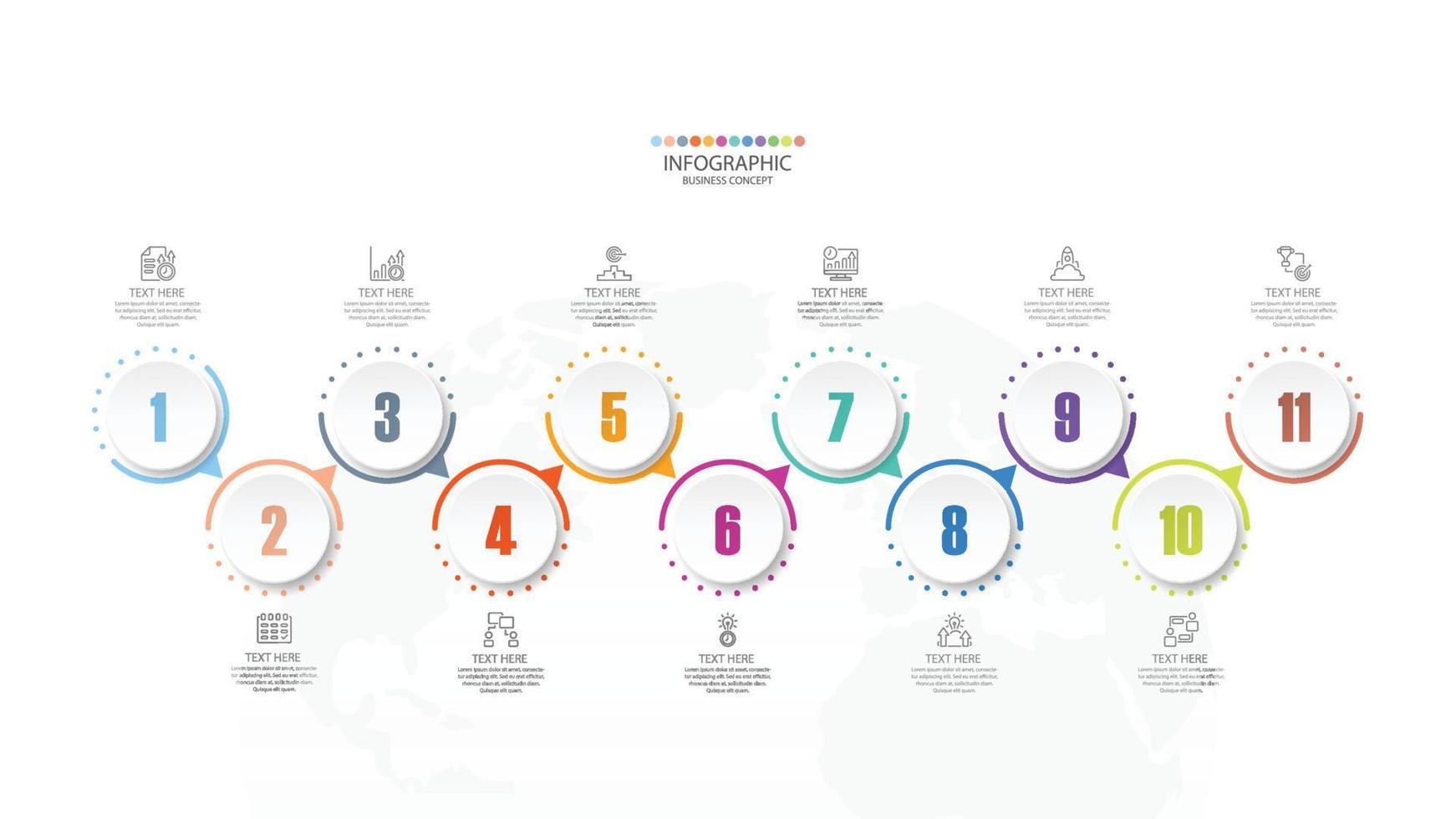 Infographic with 11 steps, process or options. vector