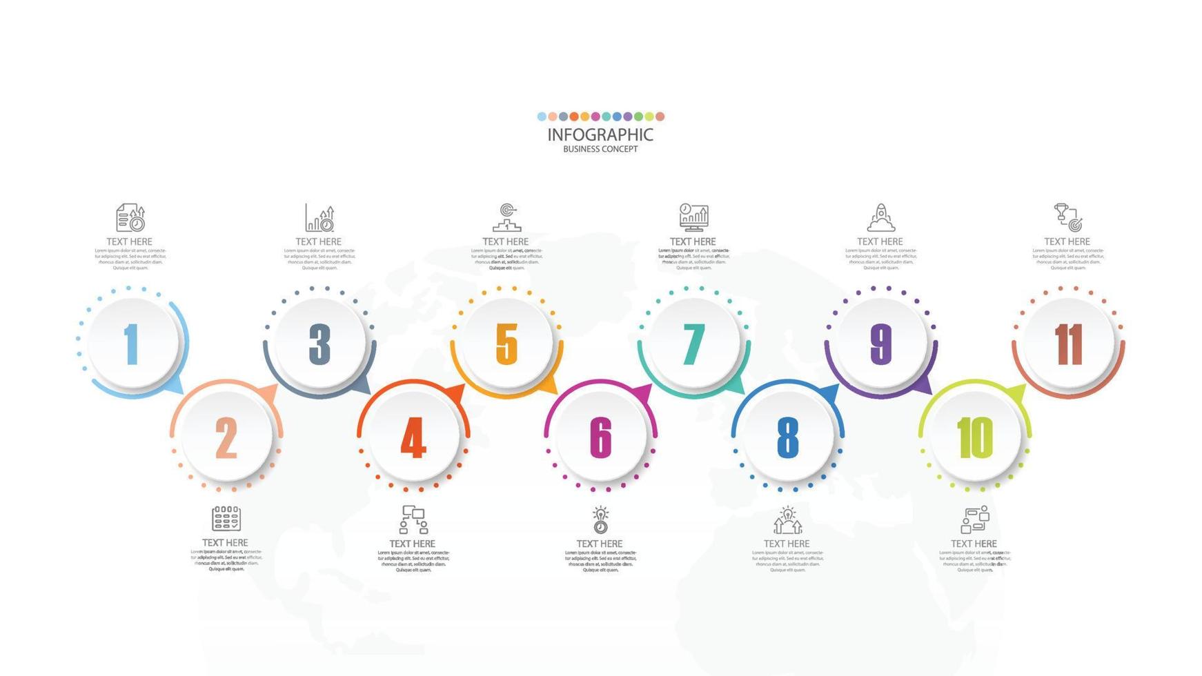 infografía con 11 pasos, procesos u opciones. vector