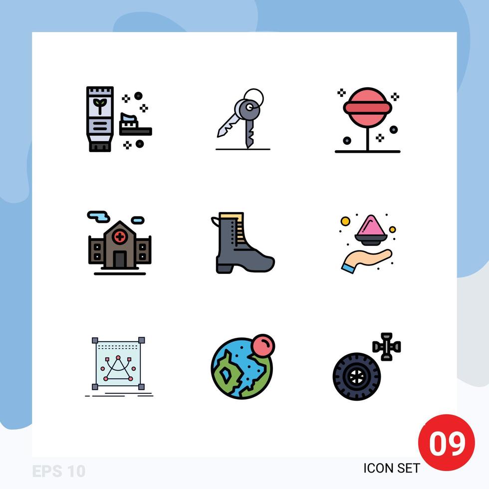 Set of 9 Modern UI Icons Symbols Signs for shoe activity confect room hospital Editable Vector Design Elements