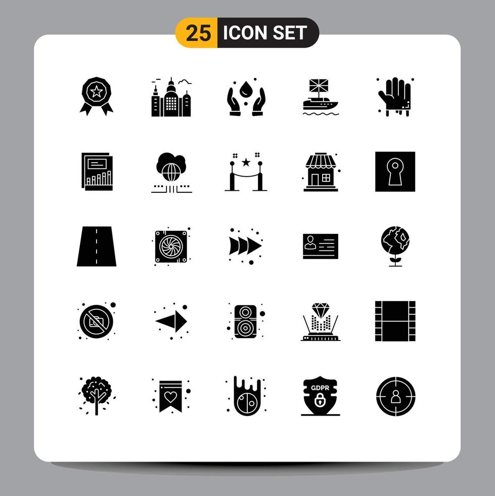 Group of 25 Modern Solid Glyphs Set for scary halloween nature bloody kingdom Editable Vector Design Elements