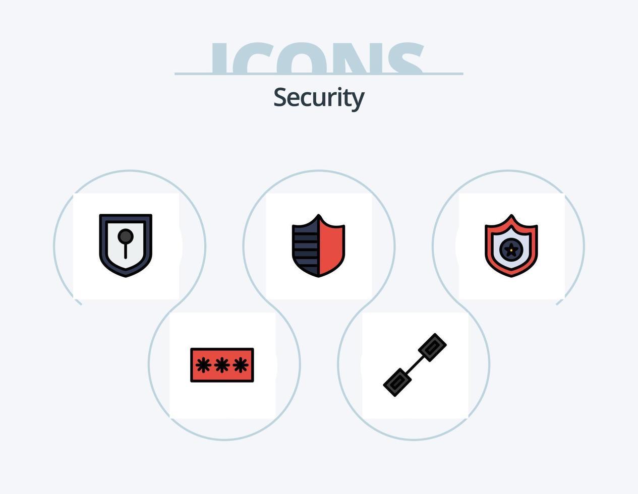 Security Line Filled Icon Pack 5 Icon Design. cctv. server. protection. network. files vector