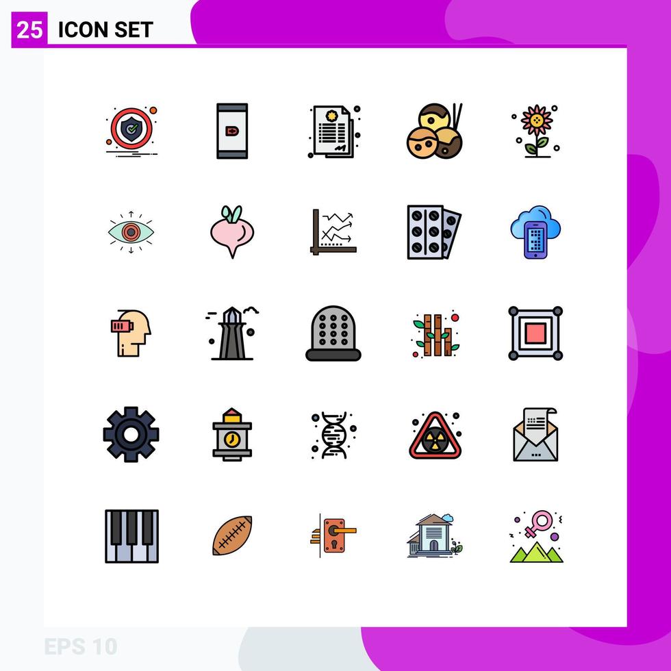 conjunto de 25 iconos de ui modernos símbolos signos para el contrato floral de primavera sub flor elementos de diseño vectorial editables japoneses vector