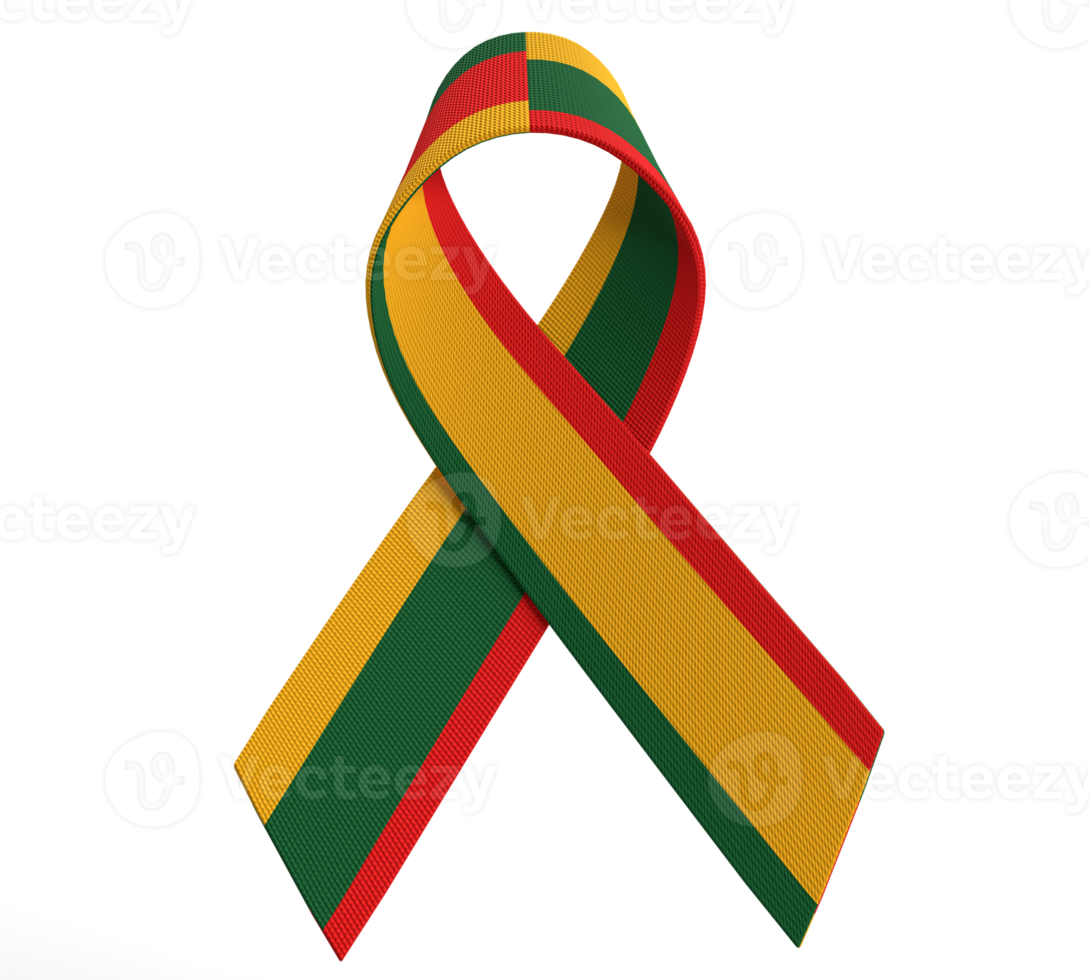 Ribbon bow green red orange yellow color symbol decoration ornament black history month africa culture country international 1 first february human person right freedom celebration festival.3d render png