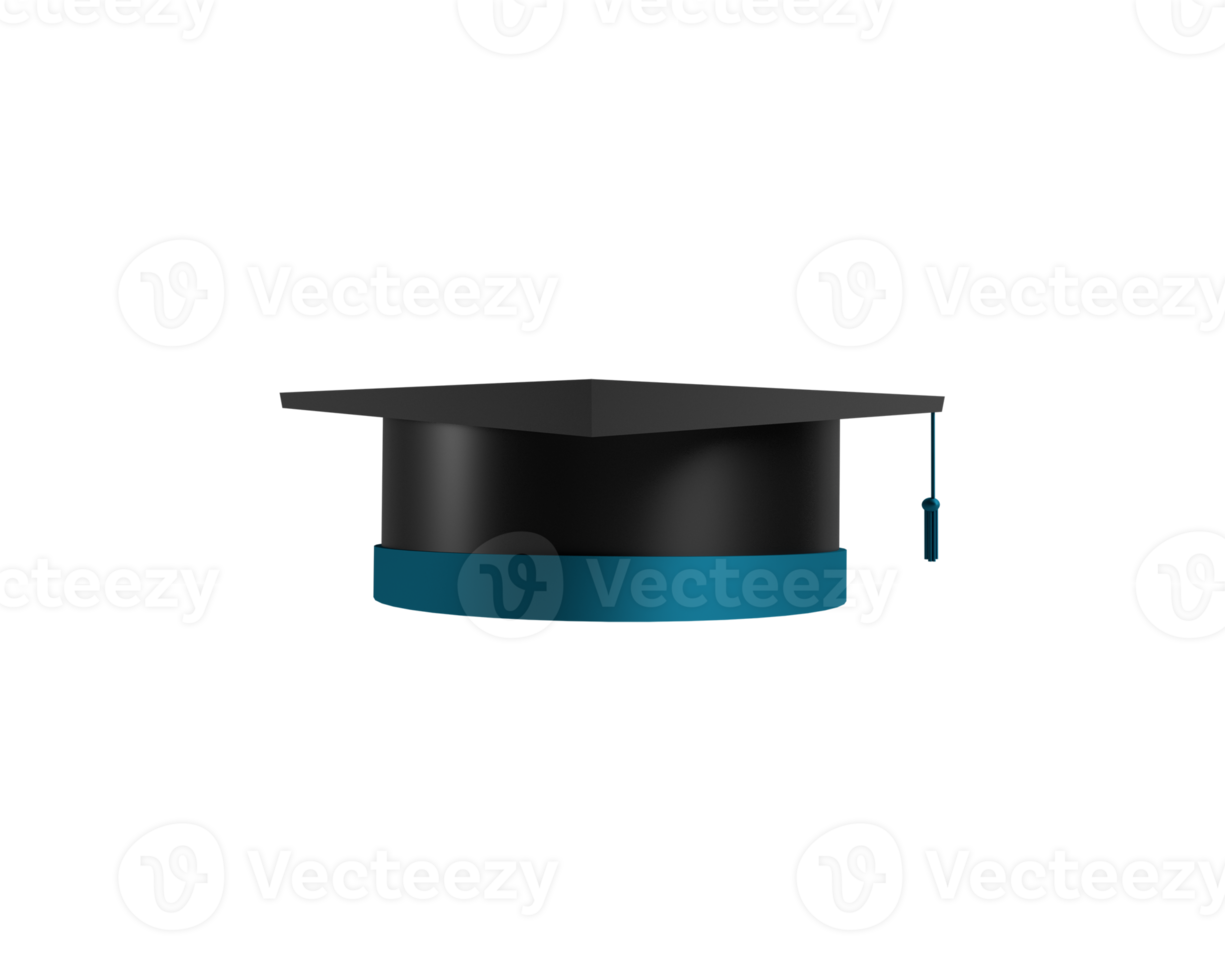Hat cap black color symbol decoration ornament congratulation finish university college high school academic diploma achievement bachelor degree award certificate design study education.3d render png