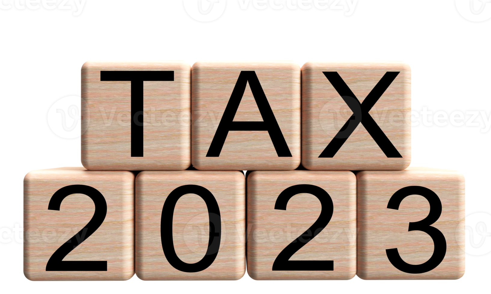 Tax payment 2023 number text font concept cube wooden block symbol decoration financial investment income budget plan account currency profit money wealth business tax april calendar.3d render png
