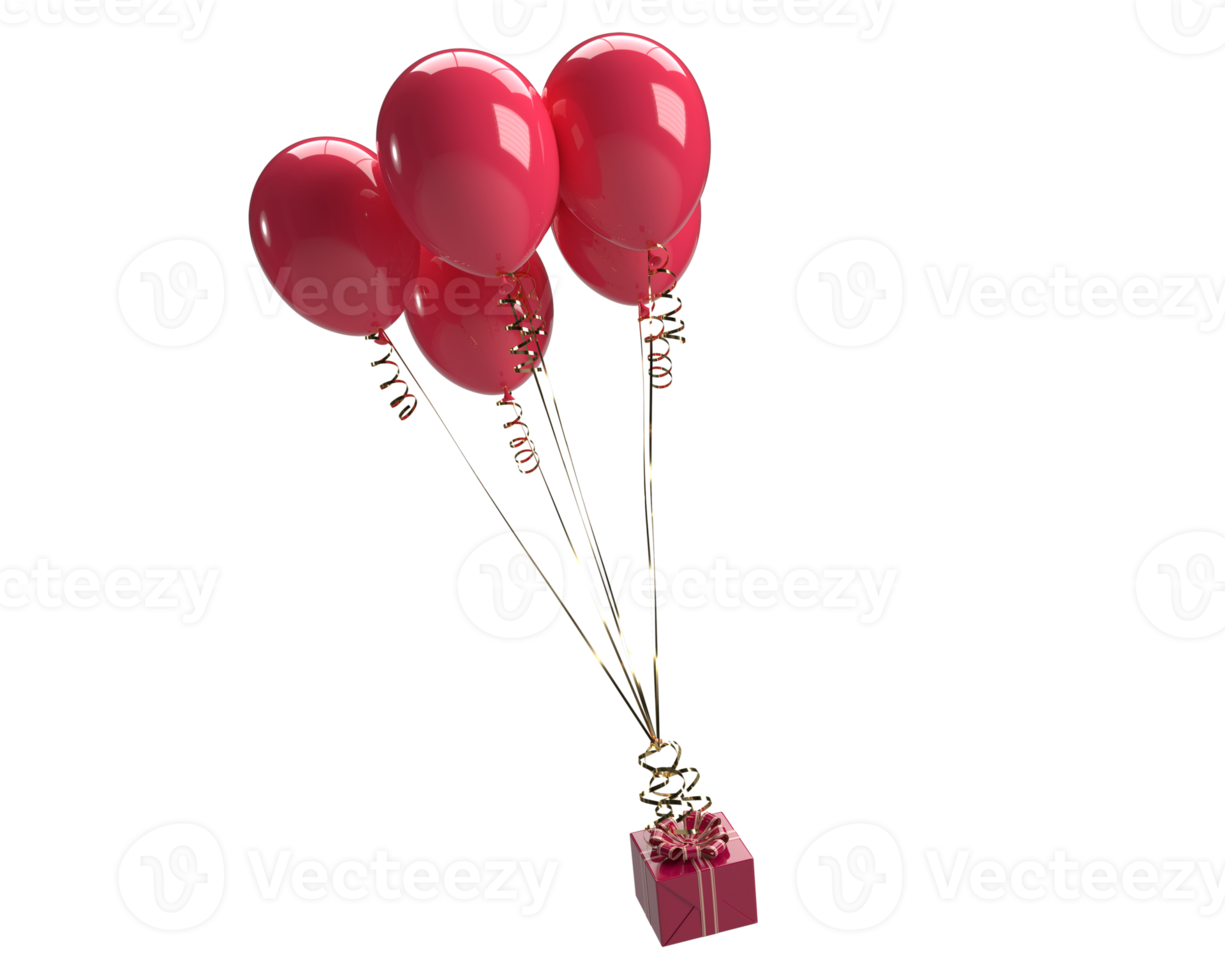 rosa röd Färg gåva tilldela flyga ballong helium symbol dekoration prydnad Lycklig valentine 14 fjorton februari överraskning kärlek hjärta romantisk bröllop firande festival årsdag semester.3d framställa png