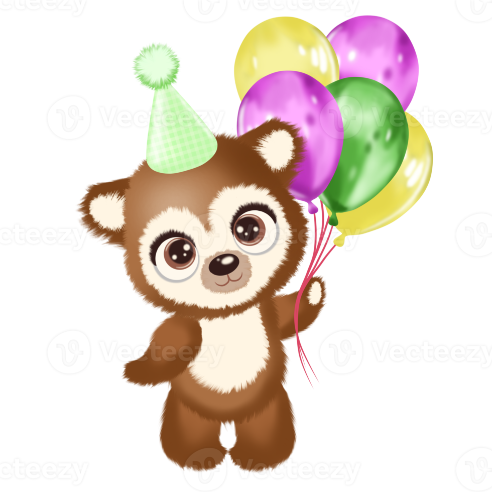 Cute teddy bear with balloons png