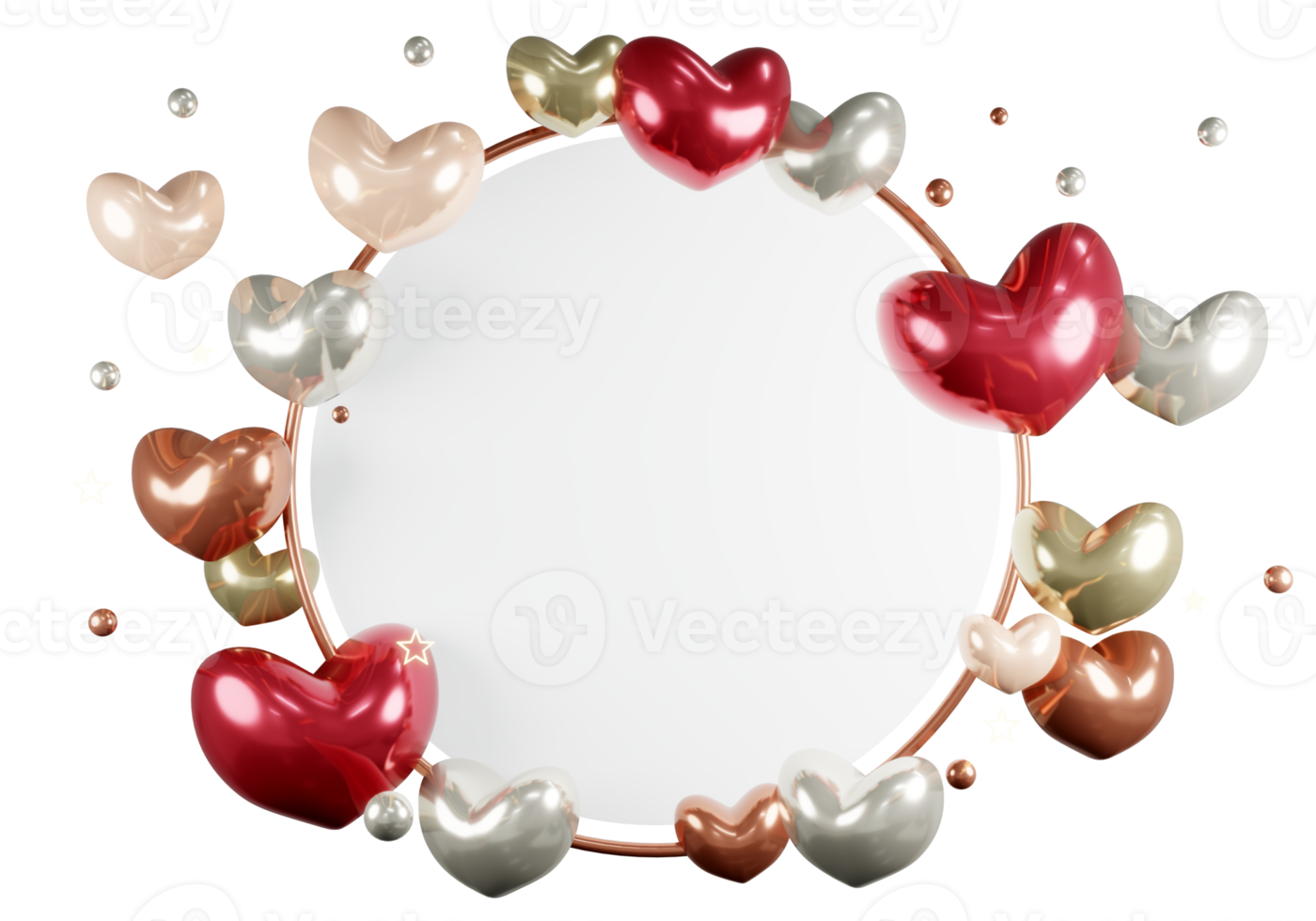 3D Rendering concept of Valentine balloon heart shape background card template with space for text. 3D Render illustration. png