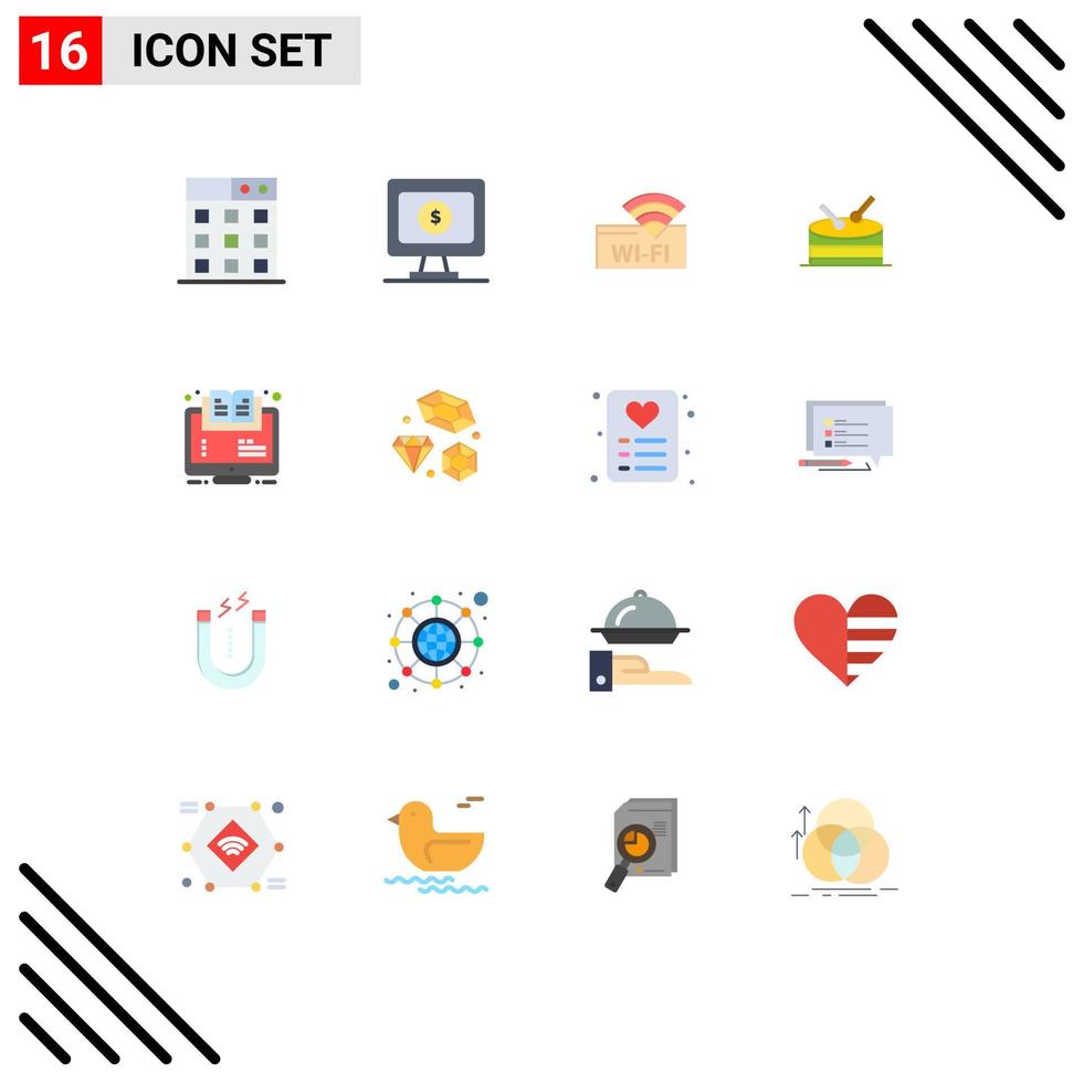 16 Flat Color concept for Websites Mobile and Apps course webinar service learning learning Editable Pack of Creative Vector Design Elements