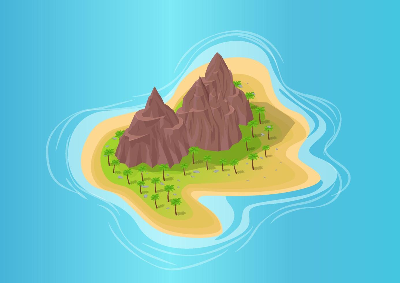 hermosa isla con montaña y bosque vector