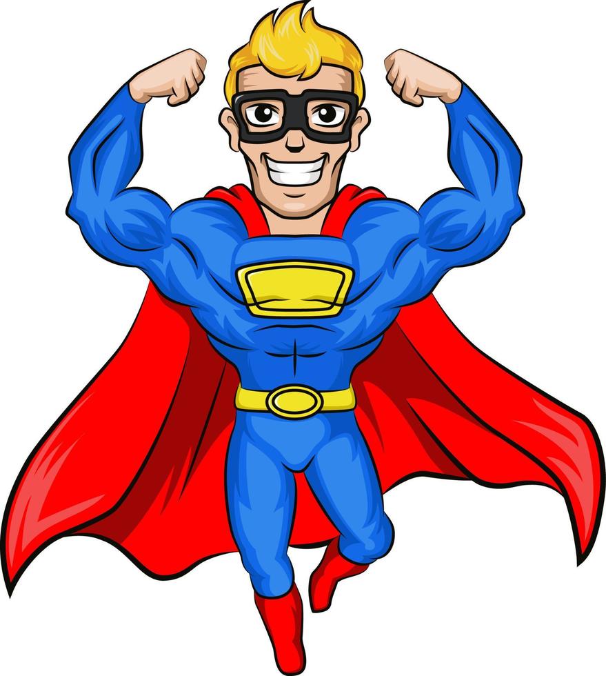 Cute superhero man cartoon posing vector