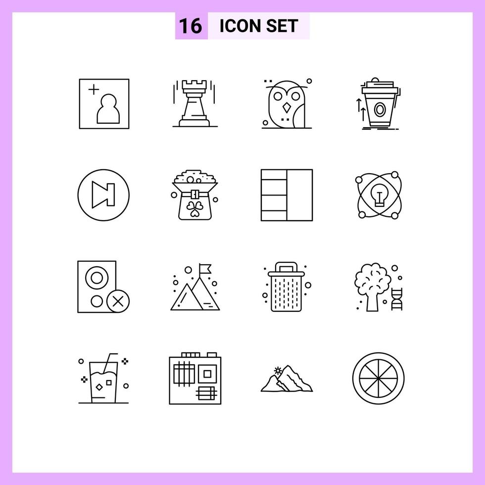 Pictogram Set of 16 Simple Outlines of brand marketing coffee animal promo study Editable Vector Design Elements