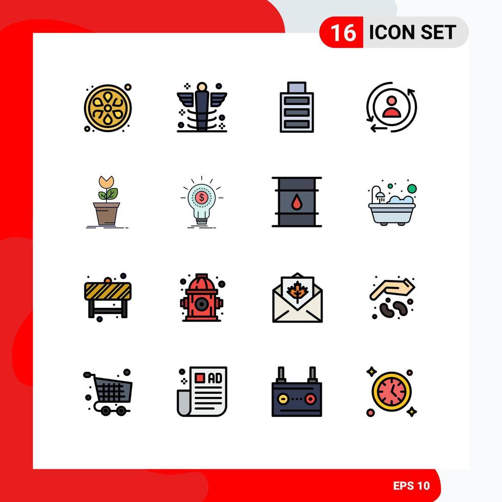 16 Flat Color Filled Line concept for Websites Mobile and Apps obstacle game battery adventure marketing Editable Creative Vector Design Elements