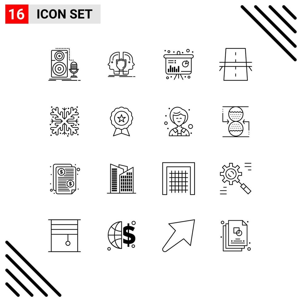 Pictogram Set of 16 Simple Outlines of grid construction identity bridge sales Editable Vector Design Elements