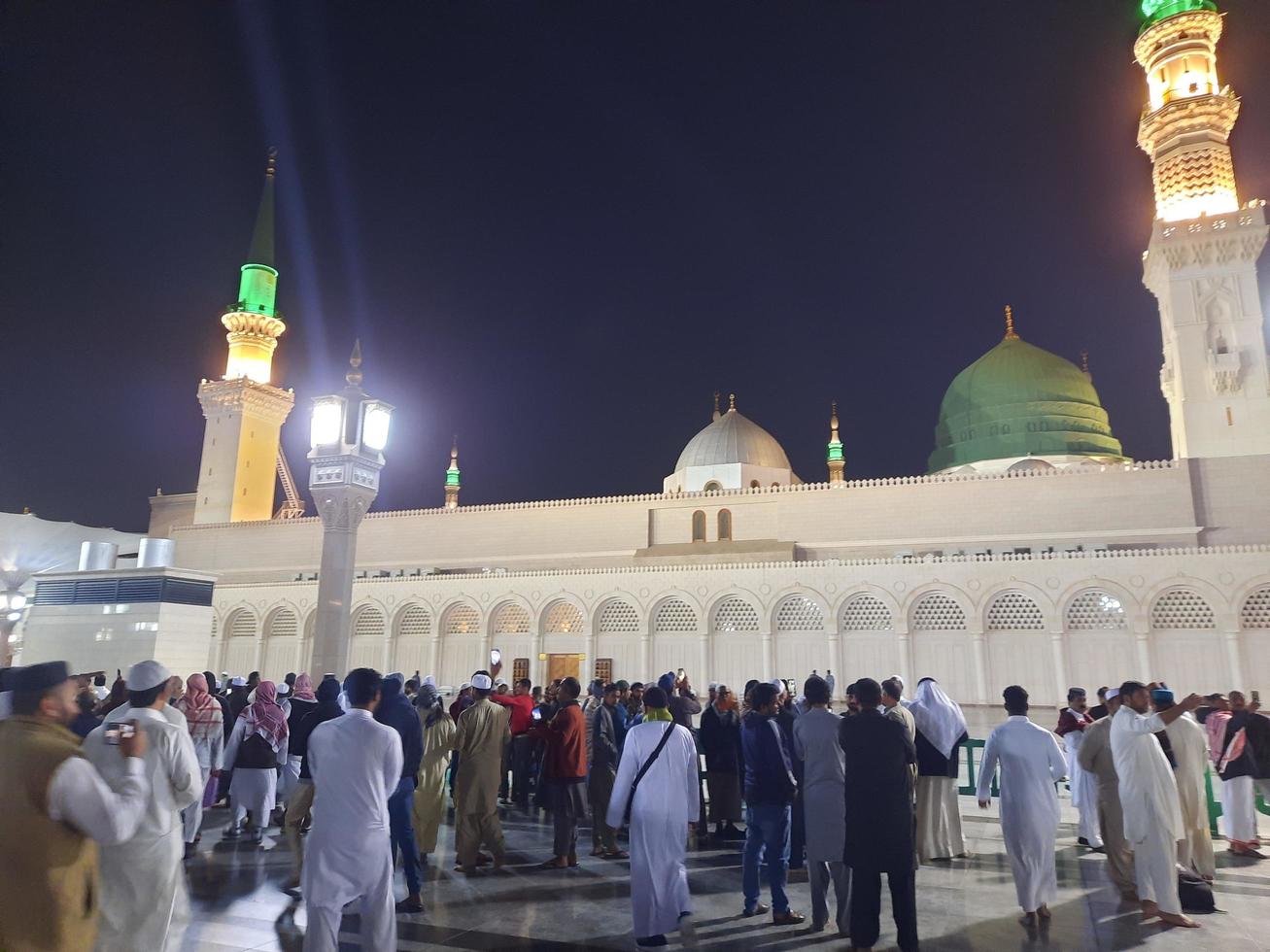 Medina, Saudi Arabia, Dec 2022 - Beautiful view of the outer courtyard of Masjid al-Nabawi, Madinah. photo