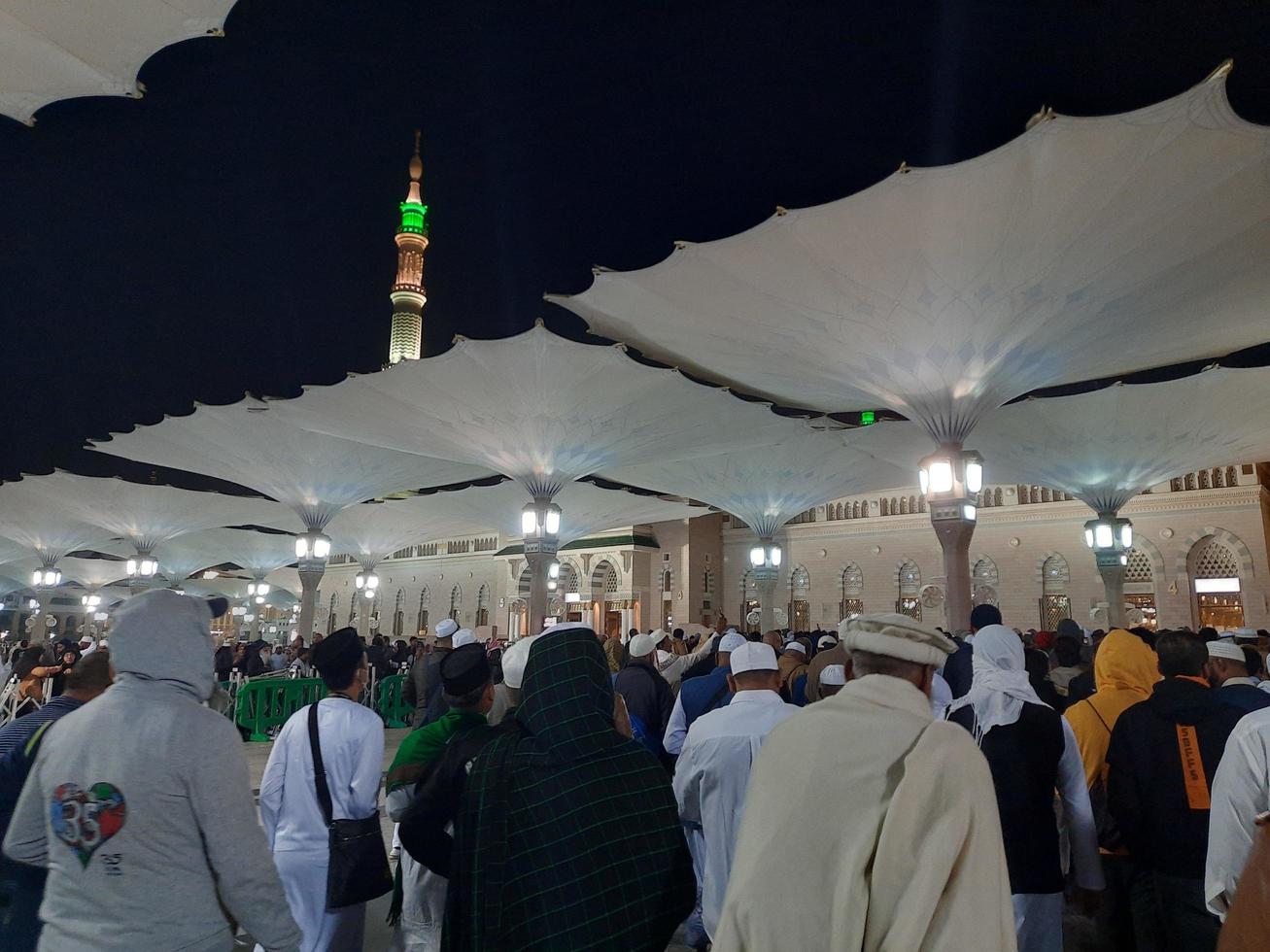 Medina, Saudi Arabia, Dec 2022 - Beautiful view of the outer courtyard of Masjid al-Nabawi, Madinah. photo