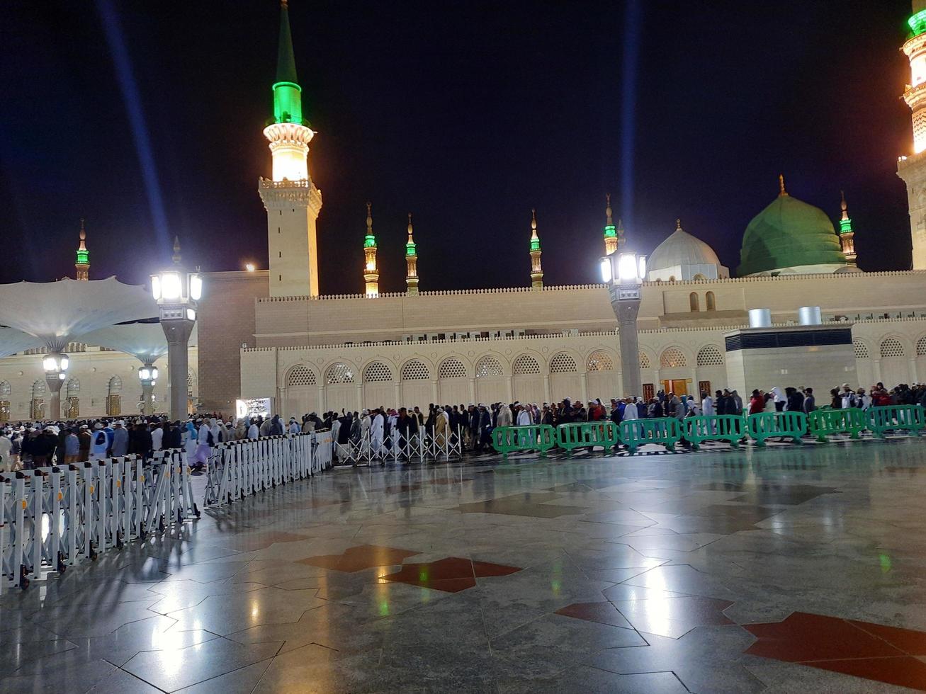 Medina, Saudi Arabia, Dec 2022 - Beautiful view of the outer courtyard of Masjid al-Nabawi, Madinah. photo