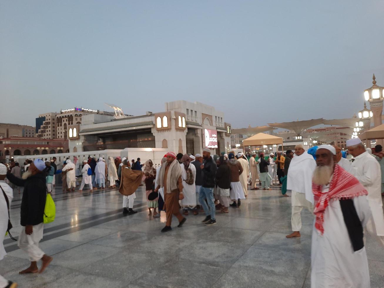 Medina, Saudi Arabia, Dec 2022 - Beautiful view of the outer courtyard of Masjid al-Nabawi, Madinah. photo