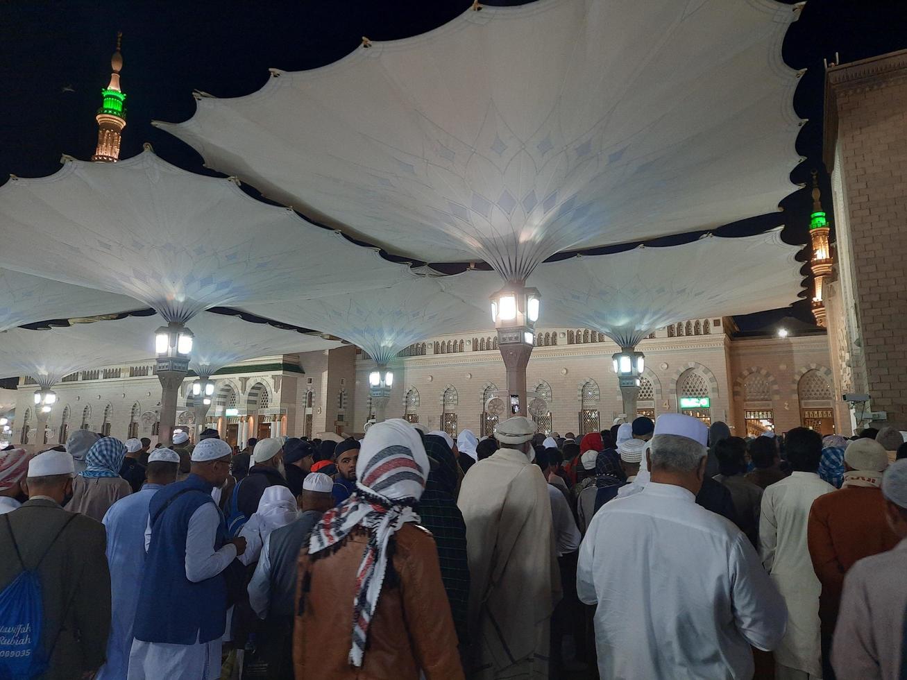 Medina, Saudi Arabia, Dec 2022 - Beautiful view of the outer courtyard of Masjid al-Nabawi, Madinah. photo