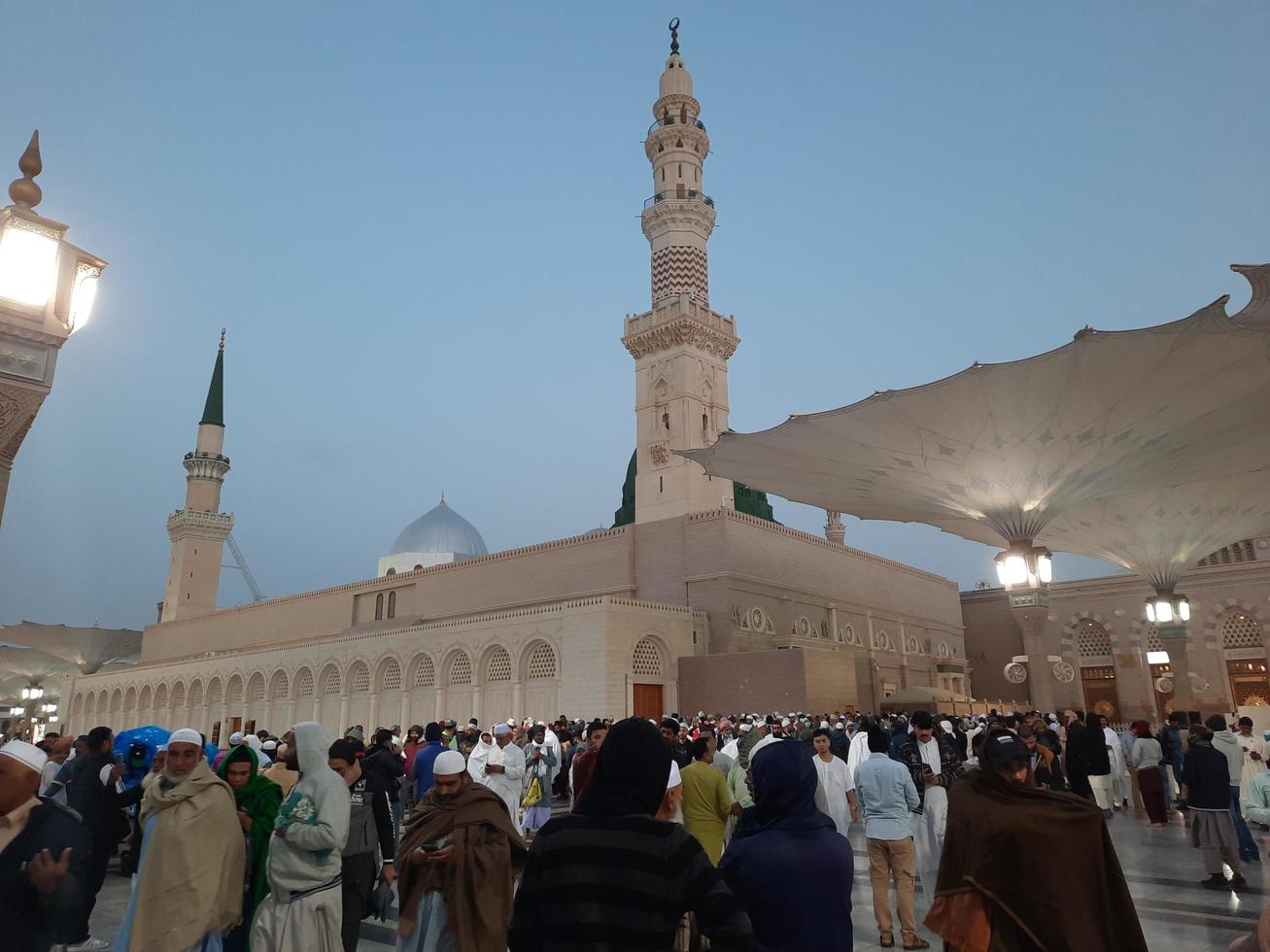Medina, Saudi Arabia, Dec 2022 - Beautiful view of the outer courtyard of Masjid al-Nabawi, Madinah. photo
