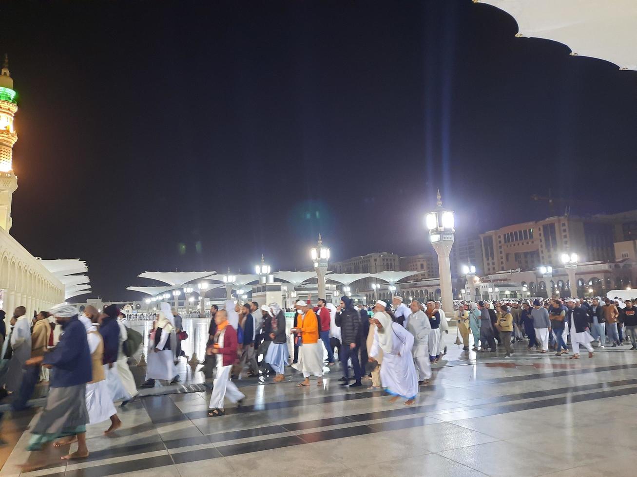 Medina, Saudi Arabia, Dec 2022 - Beautiful view of the outer courtyard of Masjid al-Nabawi, Madinah. photo