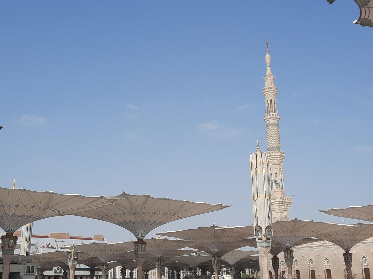 Medina, Saudi Arabia, Dec 2022 - Beautiful view of the outer courtyard of Masjid al-Nabawi, Madinah. photo