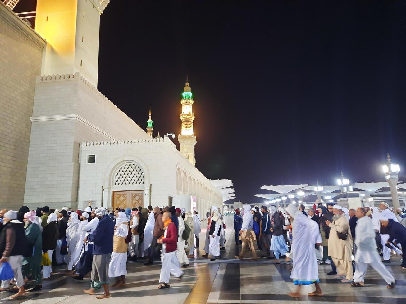 Medina, Saudi Arabia, Dec 2022 - Beautiful view of the outer courtyard of Masjid al-Nabawi, Madinah. photo