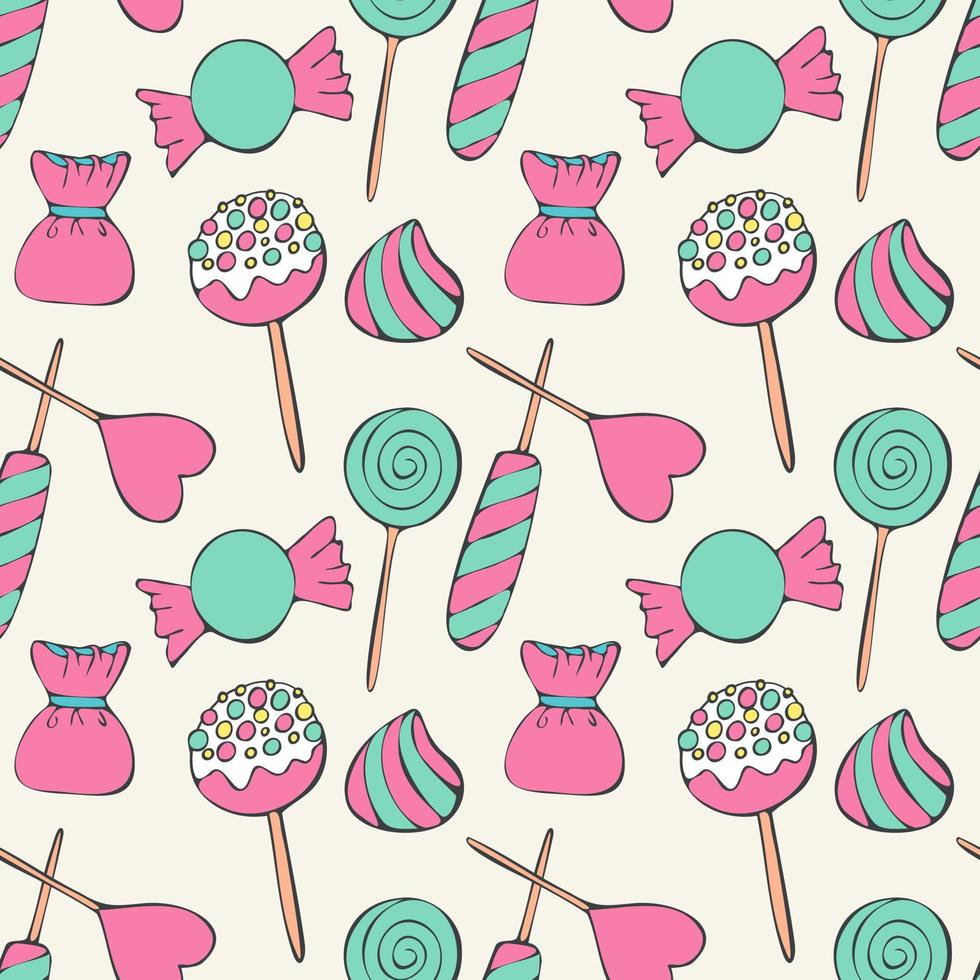 Candies doodle pattern seamless background. Hand drawn doodle sketch. vector