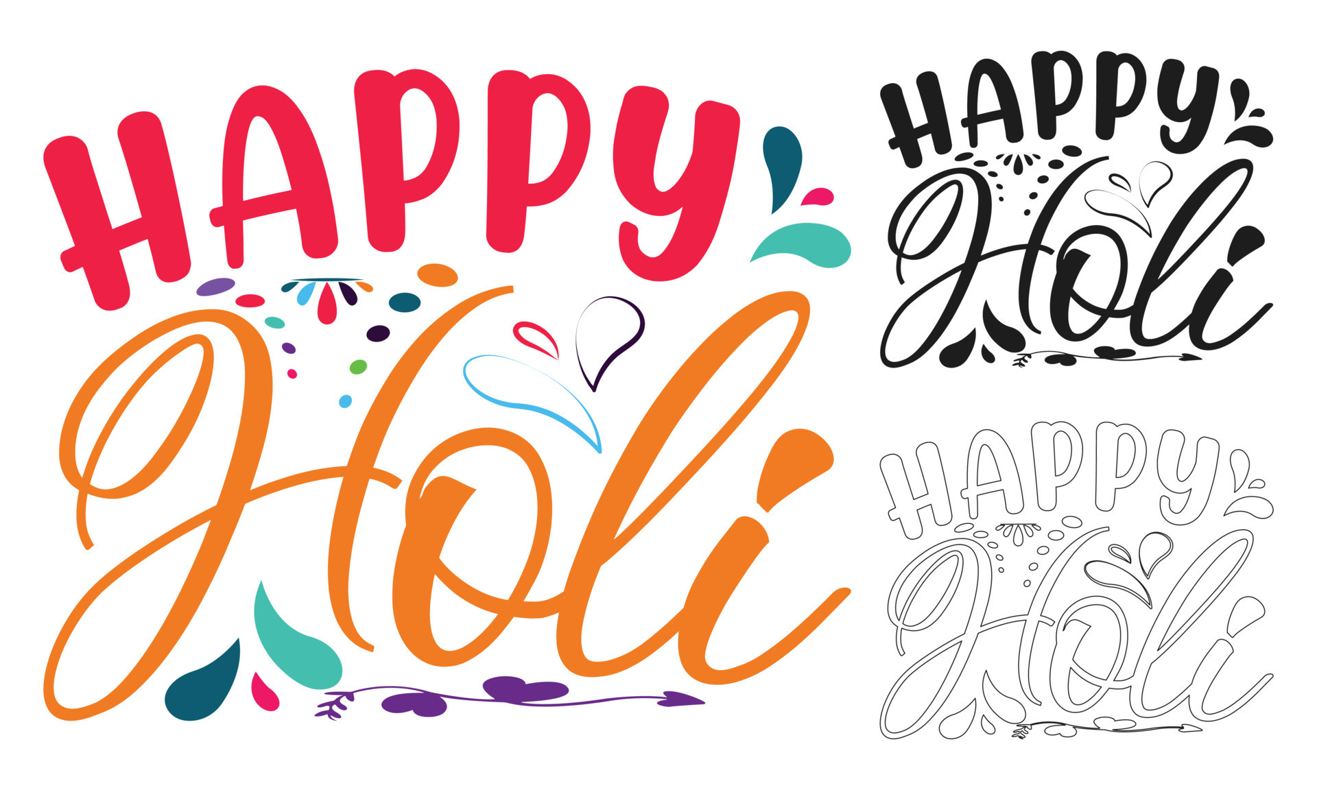 Happy Holi festival colorful Design, Holiday Typography t-shirt design