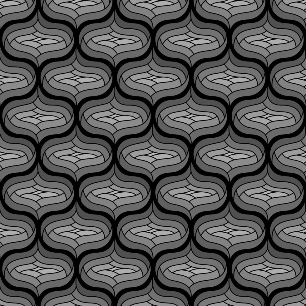 BLACK SEAMLESS VECTOR BACKGROUND IN ART DECO STYLE WITH GRAY ABSTRACT ELEMENTS