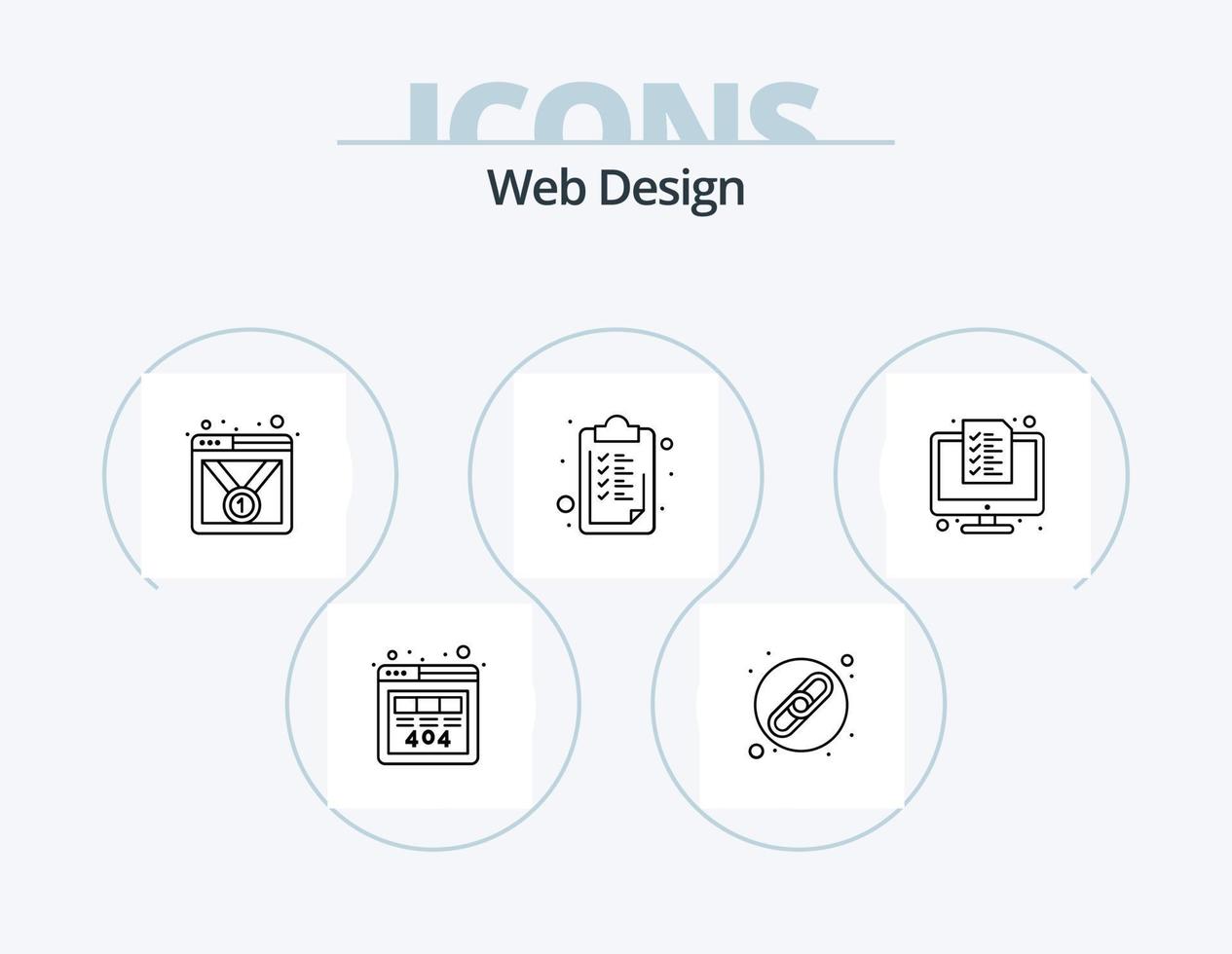 paquete de iconos de línea de diseño web 5 diseño de iconos. video. navegador. lápiz. diseño web. sensible vector